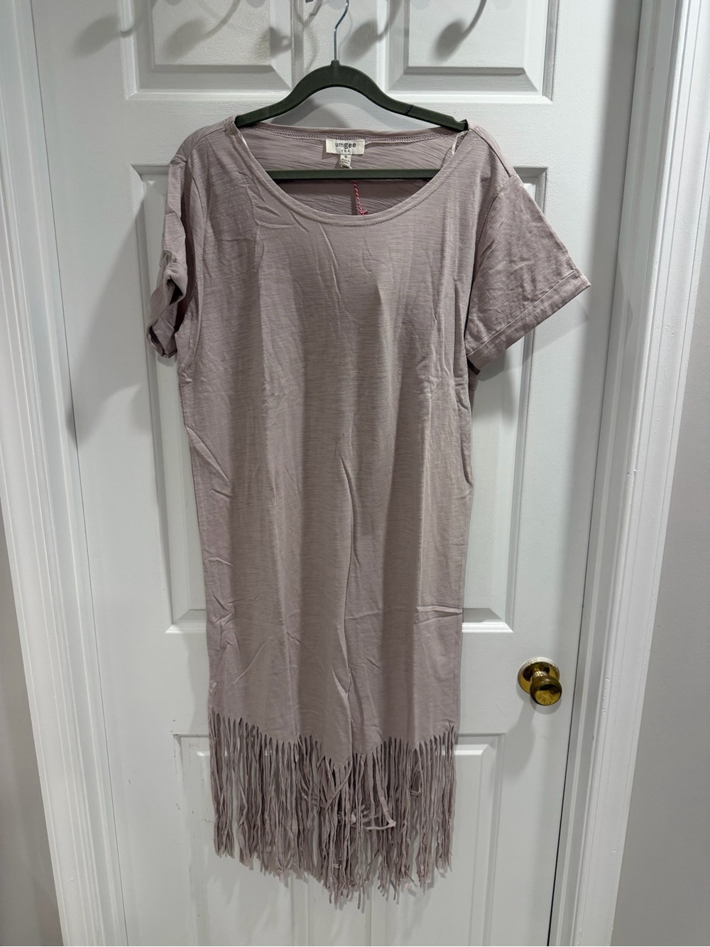 NWT Umgee Boutique Fringed T-shirt  Tunic Dress Sz M 100 Cotton